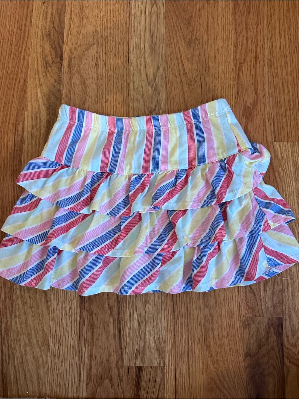 Epic Threads Striped Tiered Ruffle Skort - Pink, Blue & Yellow